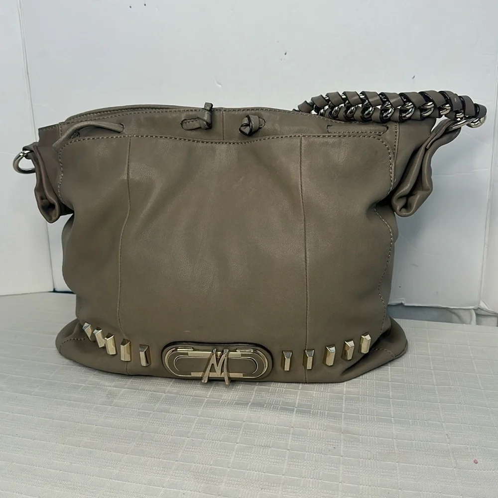 MARCIANO Bag in tan leather with light gold hardware
